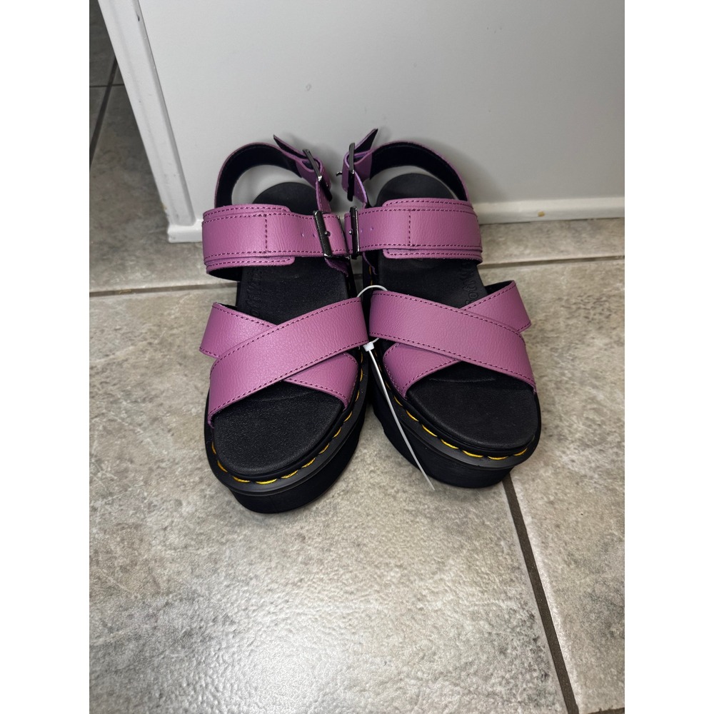 Dr Martens Voss Quad Fluffy Platform Sandals Purple Women Sz 7